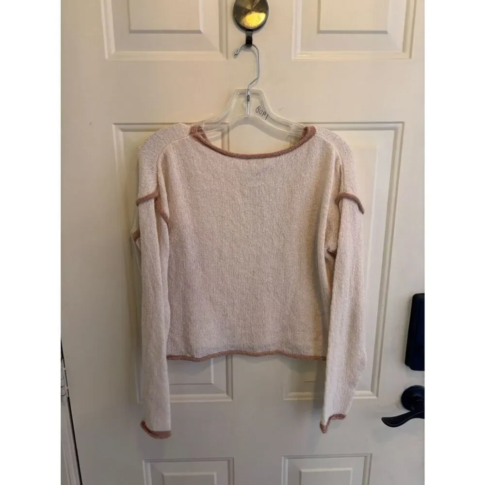 Hem & Thread Cream Exposed Seam Crewneck Sweater